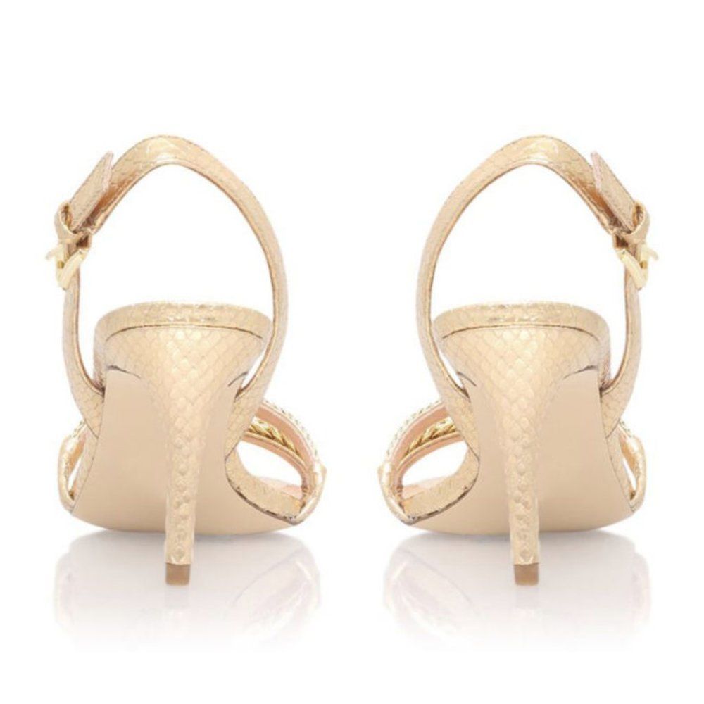 Michael Kors Jackie Mid-heel Dress Sandals In Pale Gold - Picture 4 of 4